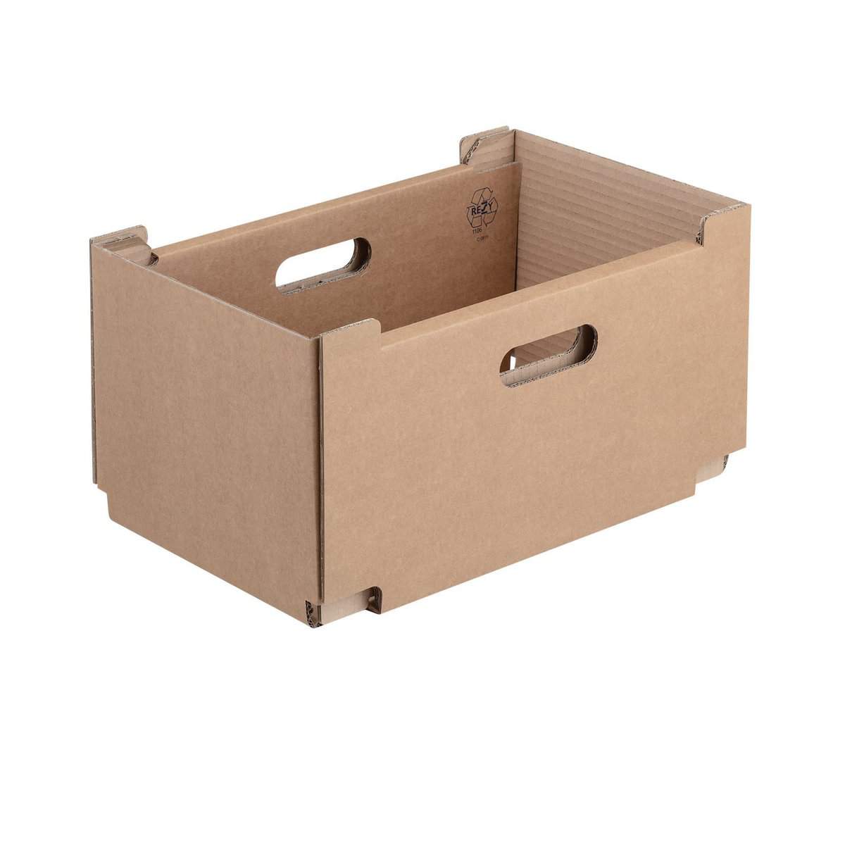 Brieger Versandkarton – 354 × 250 × 190 mm, 2-wellig, stapelbar, seitliche Traggriffe
