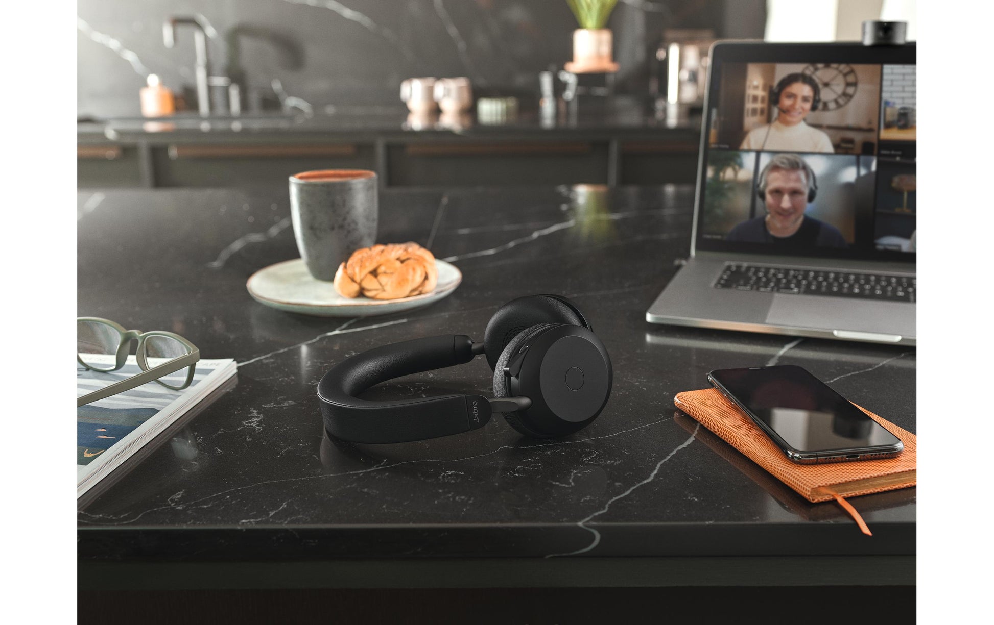 Jabra Evolve2 75 UC Office-Headset – On-Ear, Stereo, Kabel + BT, ANC, mit USB-C-Dongle, Schwarz, BT 5.2