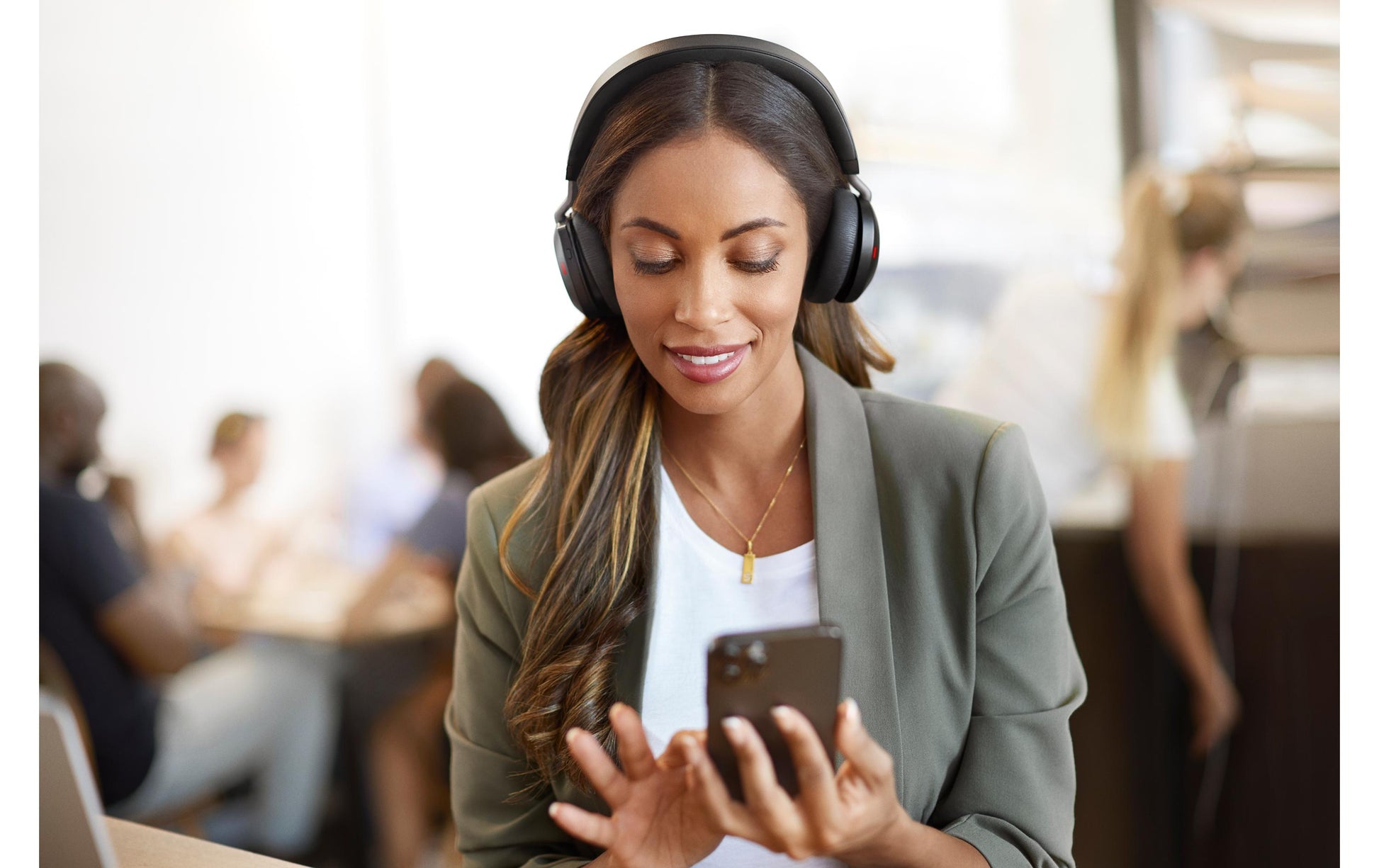Jabra Evolve2 75 UC Office-Headset – On-Ear, Stereo, Kabel + BT, ANC, mit USB-C-Dongle, Schwarz, BT 5.2