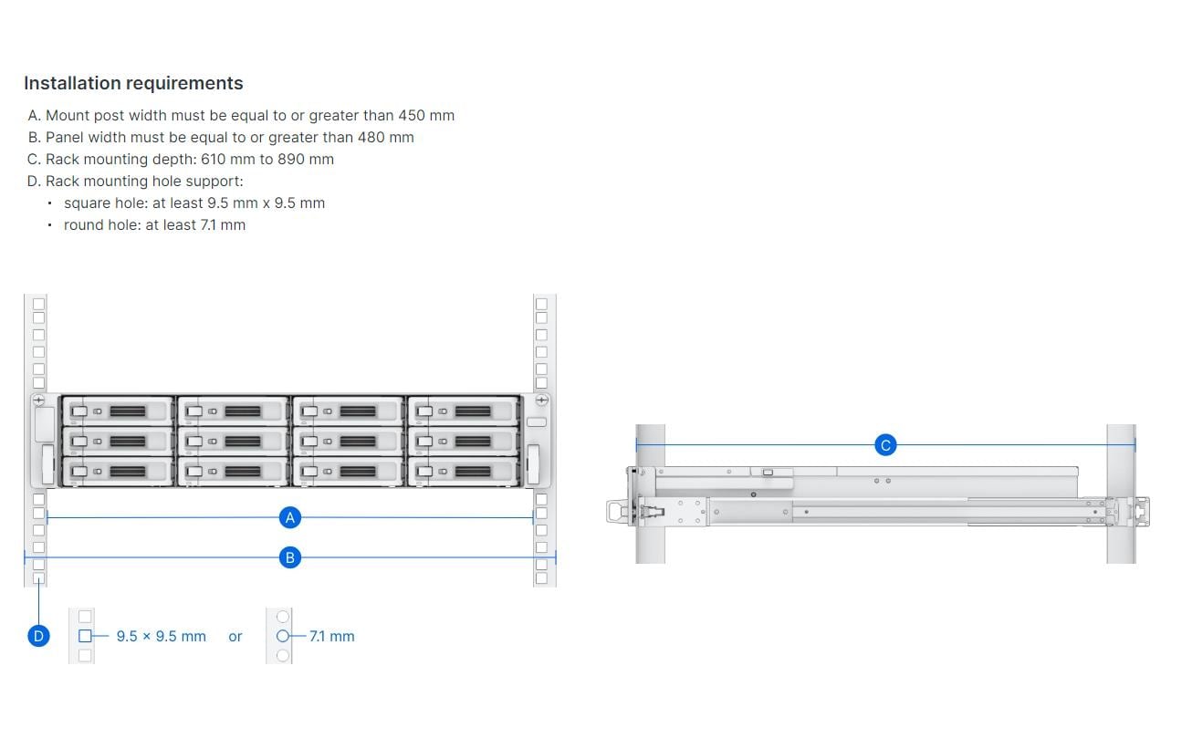Synology RKS-02 – Montagehalterung – für FS3400, FS3017, FS2017 und andere, 61–89 cm, Grau