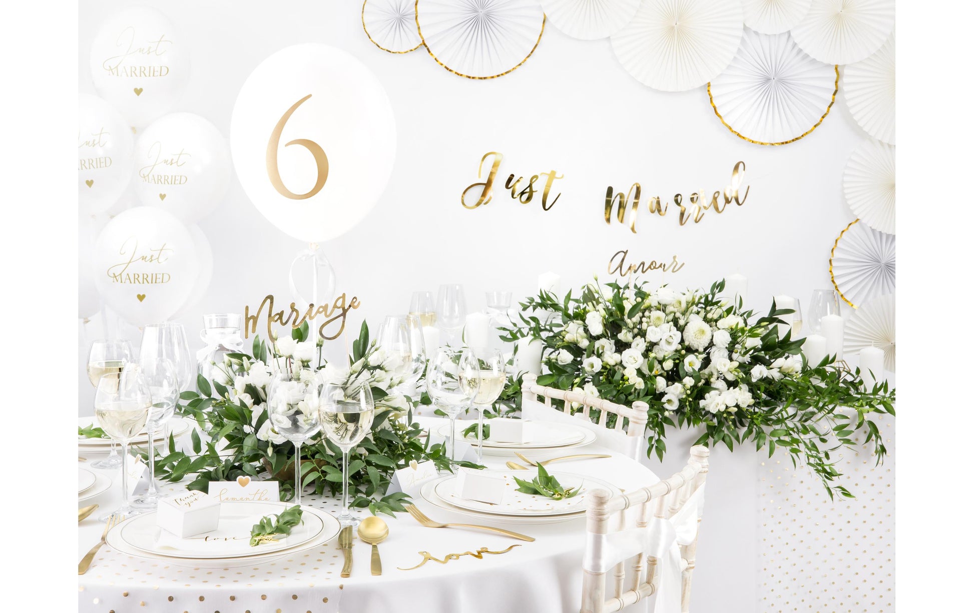 PartyDeco Tischkarten Herz – Weiss – 10 × 5 cm – Papier – 10 Stk