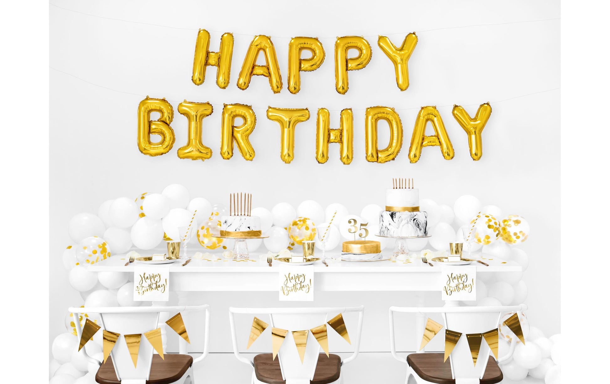 PartyDeco Deko-Zahl Hochzeit – Gold – 26,5 cm – Holz – 10 Stk