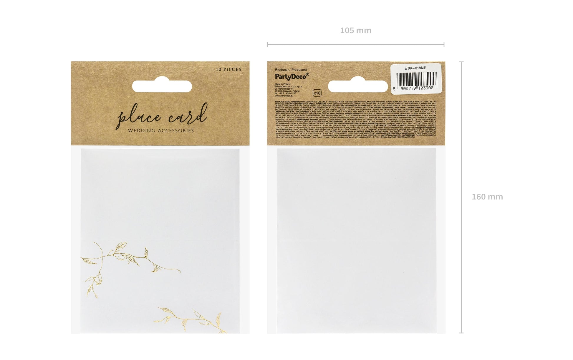 PartyDeco Tischkarten Hochzeit – Weiss – 9,5 × 5,5 cm – Karton – 10 Stk