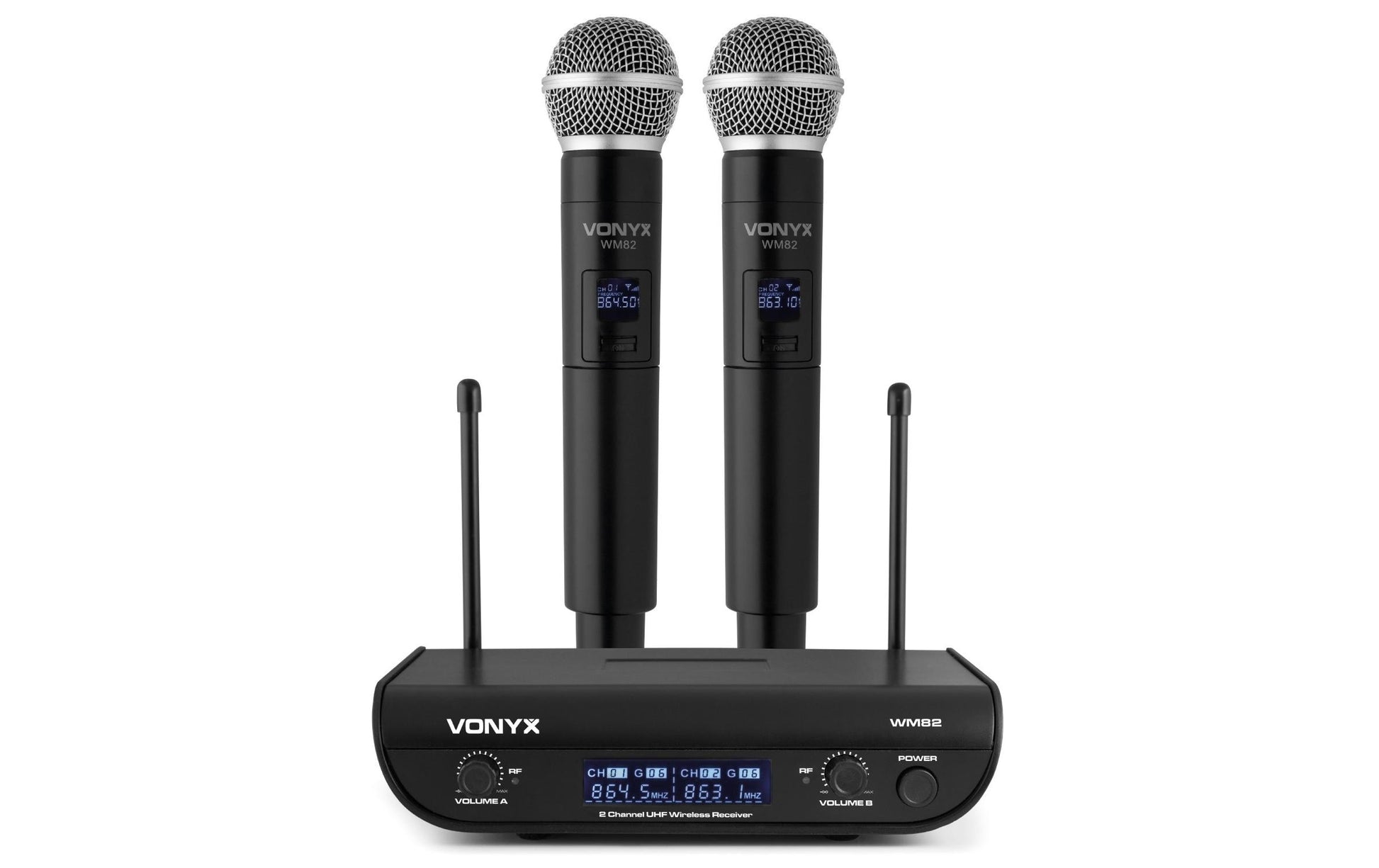 Vonyx WM82 – Bühnenmikrofon 2er-Set – XLR, 6,35 mm Klinke, Kabellos, Niere, 30–20'000 Hz