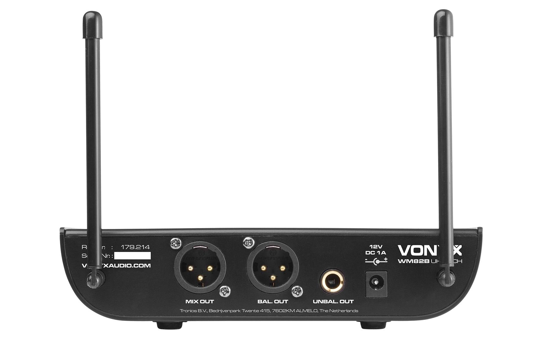 Vonyx WM82B Lavaliermikrofon 2er-Set – 6,3 mm Klinke/XLR, Kabellos (863,1–864,5 MHz), Niere, 30–20'000 Hz