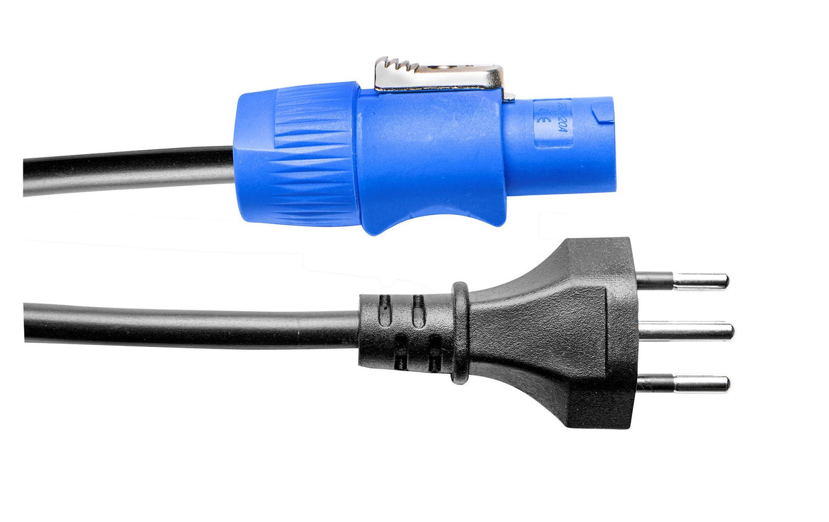 PD-Connex PowerCON Stromkabel – T12–PowerCON, 1,5 m, 3×1,5 mm², schwarz, mit Verriegelung