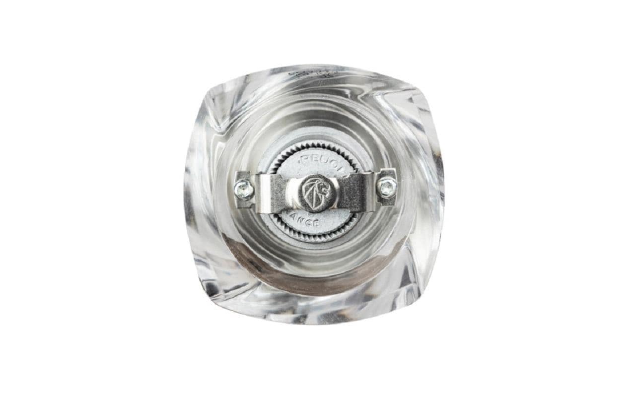 Peugeot Pfeffermühle Ouessant – Einstellbares Mahlwerk, Abnehmbarer Deckel – Acryl/Stahl – Transparent – 14 cm