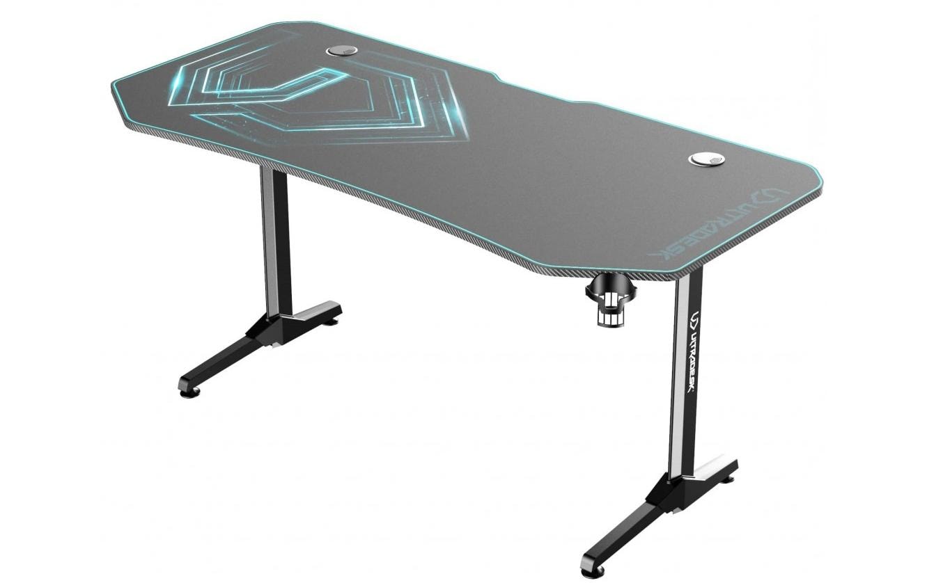 Ultradesk Rollbarer Computertisch, bis 100 kg, 1'750×750×760 mm, RGB-LED, schwarz/blau