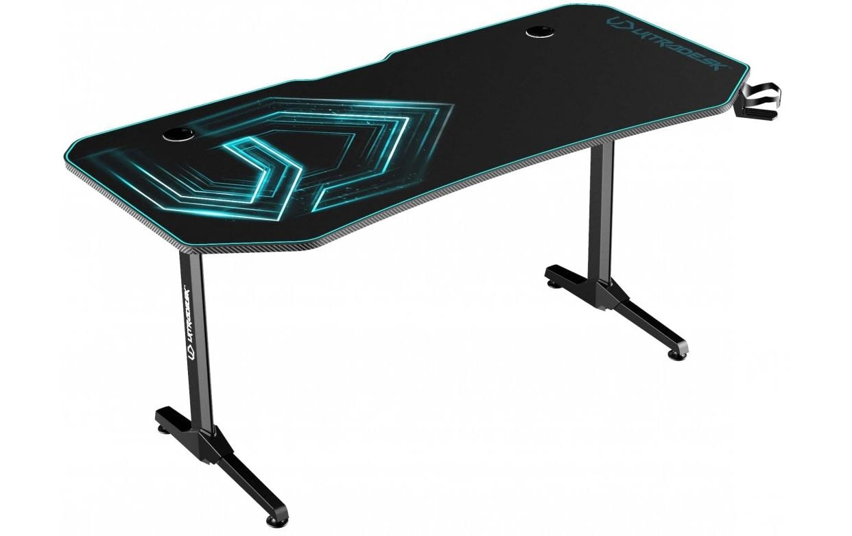 Ultradesk Rollbarer Computertisch, bis 100 kg, 1'750×750×760 mm, RGB-LED, schwarz/blau
