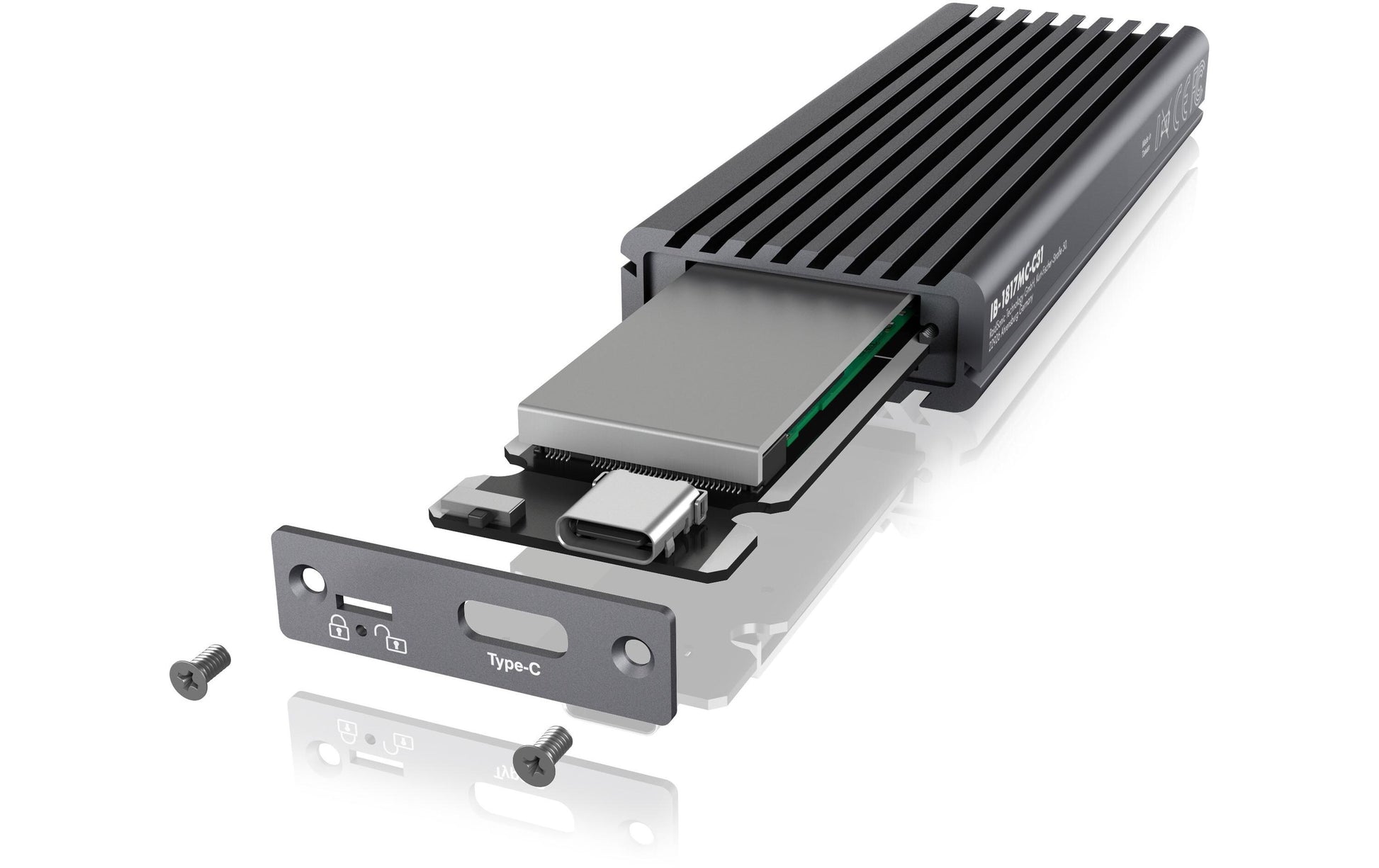 ICY BOX IB-1817MC-C31 – 1-Schacht M.2 SSD-Gehäuse – USB 3.2 Gen 2 (10 Gbit/s), PCIe 3.0/NVMe, SATA III