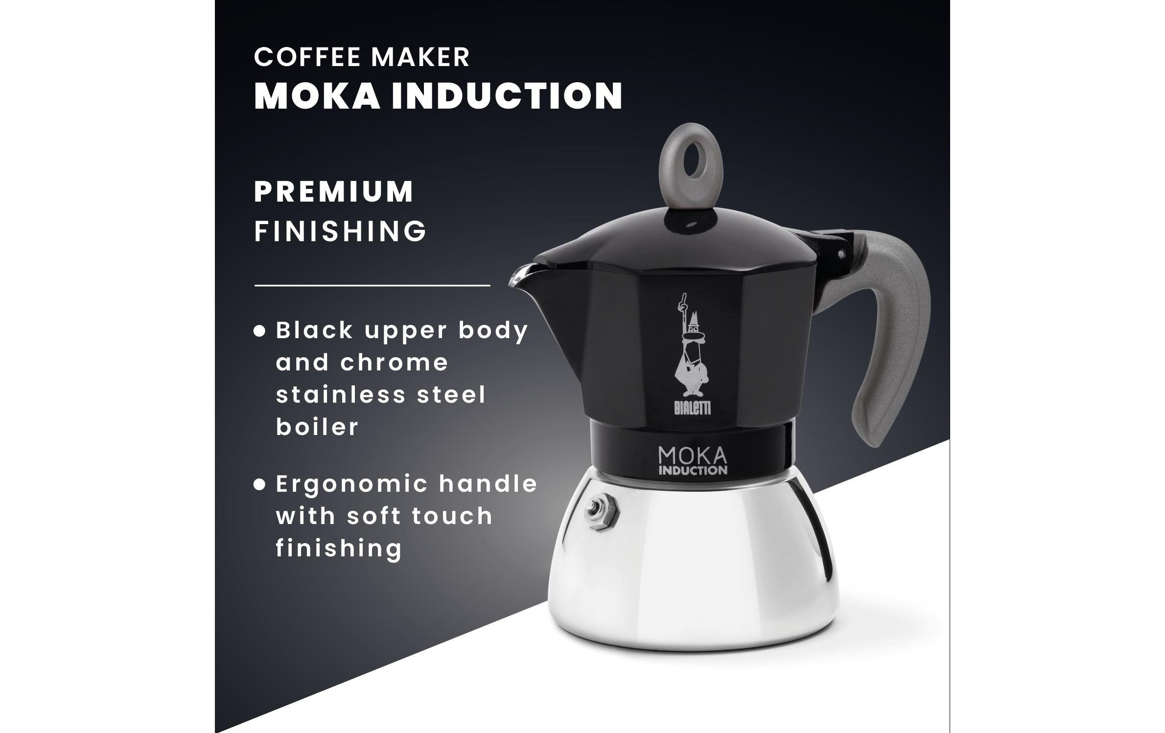 Bialetti Induktions-Mokka New Moka Induktion 6 French Press / Kaffeebereiter – 0,3 l, 6 Tassen, Aluminium