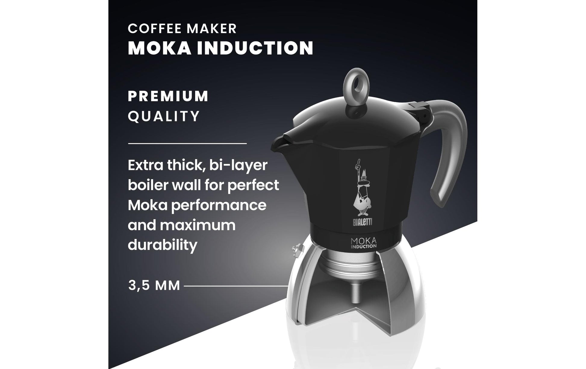 Bialetti Induktions-Mokka New Moka Induktion 6 French Press / Kaffeebereiter – 0,3 l, 6 Tassen, Aluminium