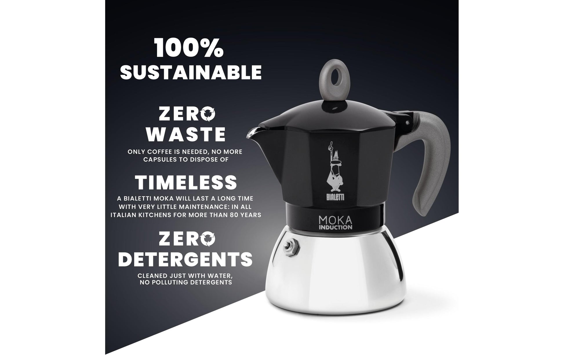 Bialetti Moka Induktion French Press / Kaffeebereiter – 0,1 l, 2 Tassen, Aluminium, Schwarz