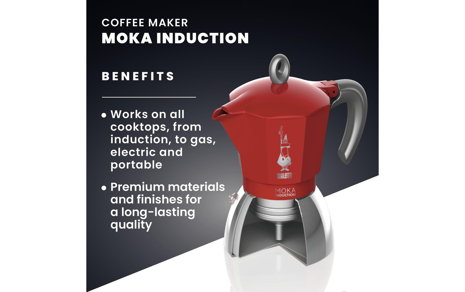 Bialetti French Press / Kaffeebereiter – für Elektrokochfelder, 0,2 l, 4 Tassen, Aluminium/Rot