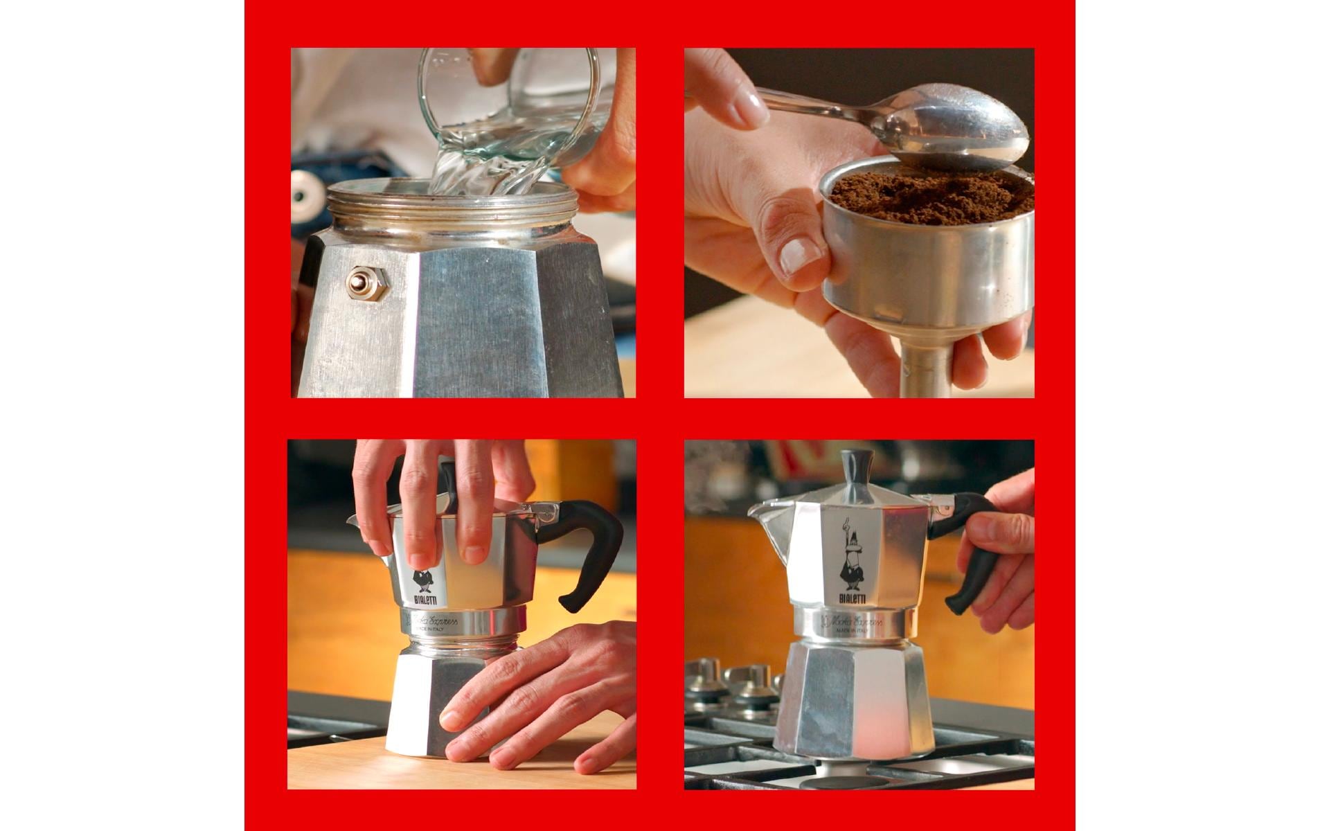 Bialetti Moka Express Espressokanne – 595 ml, für Glaskeramik, Silber