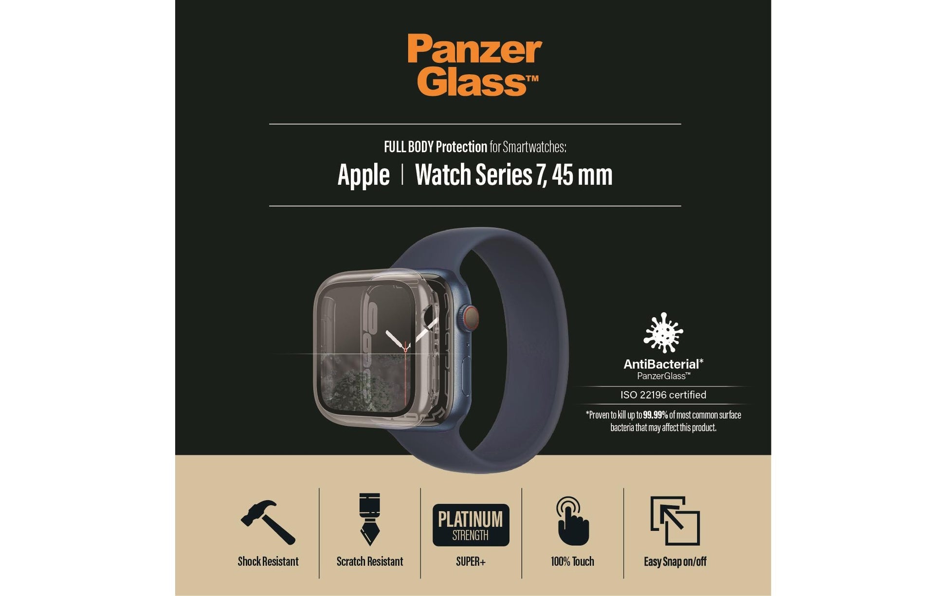 PanzerGlass Full Body (Std) – Displayschutz – für Apple Watch Series 7/8 (45 mm), Transparent, 1 Stück
