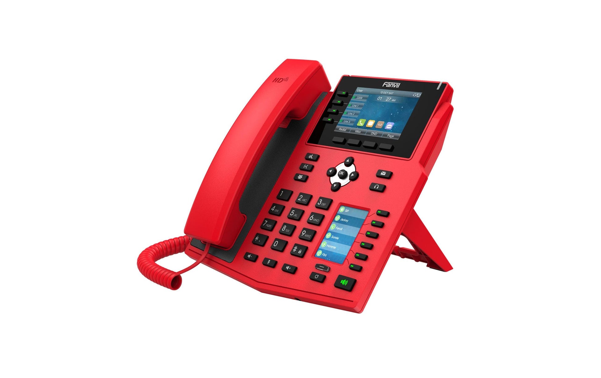 Fanvil X5U V2 – IP-Telefon, 16 SIP-Konten, 3,5", BT, PoE, für 3CX/Yeastar, Rot