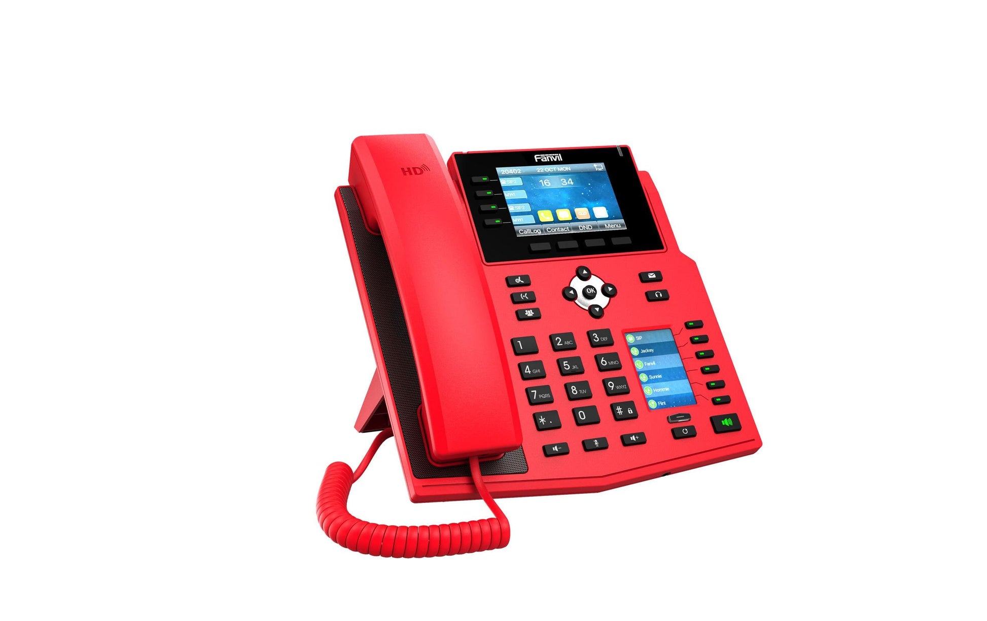 Fanvil X5U V2 – IP-Telefon, 16 SIP-Konten, 3,5", BT, PoE, für 3CX/Yeastar, Rot