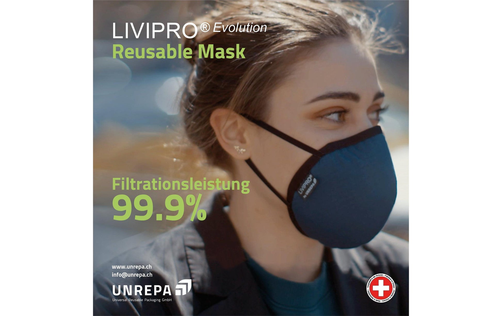 Unrepa LIVIPRO – Stoffmaske Evolution – M – schwarz – 1 Stk.