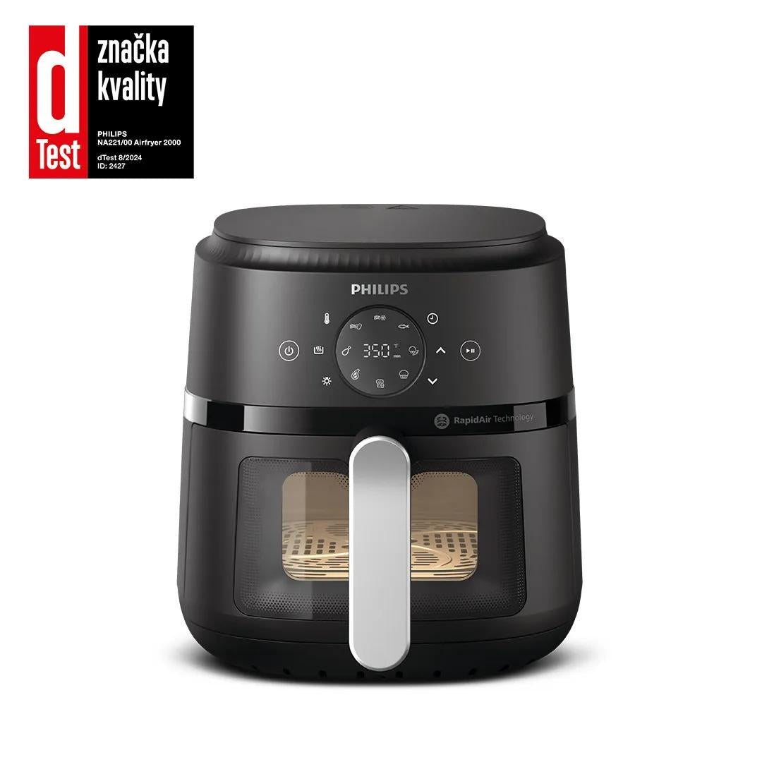 Philips Heissluftfritteuse NA221/00 – 4,2 l, 1500 W – Schwarz/Silber
