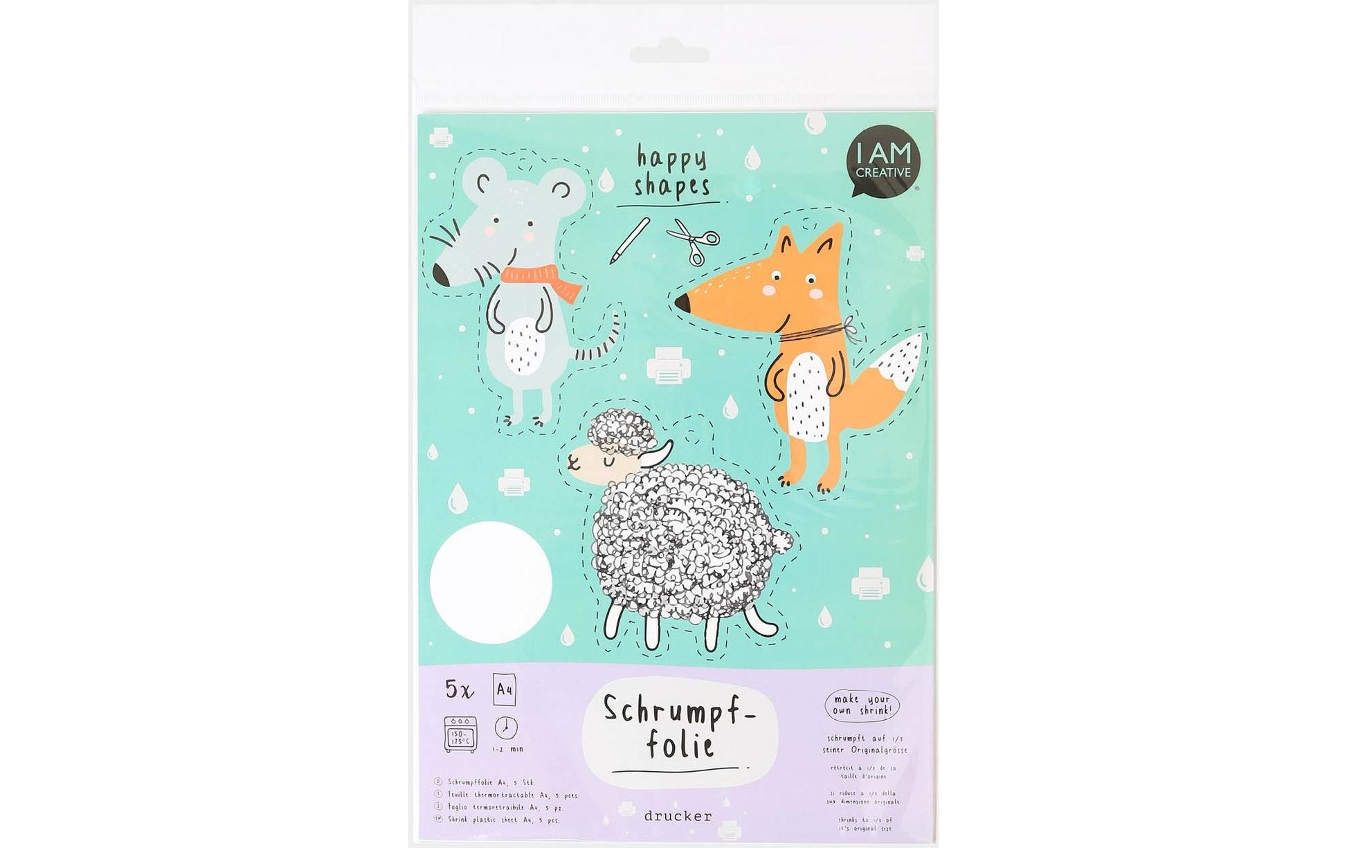 I am Creative Schrumpffolie Mehrfarbig – A4, Inkjet, 5 Blatt