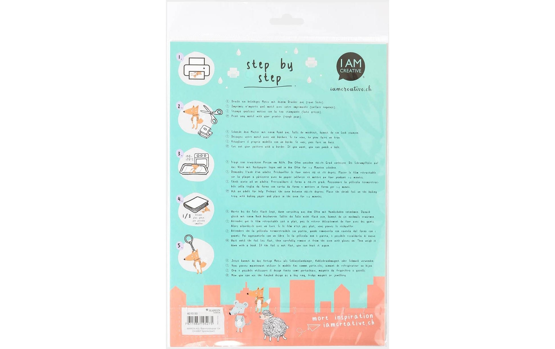 I am Creative Schrumpffolie Mehrfarbig – A4, Inkjet, 5 Blatt