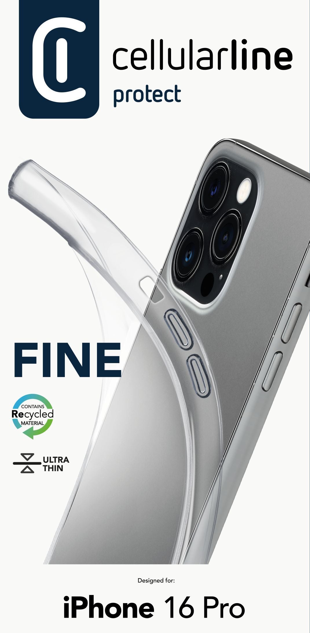 Cellularline Backcover – für Apple iPhone 16 Pro – transparent – TPU