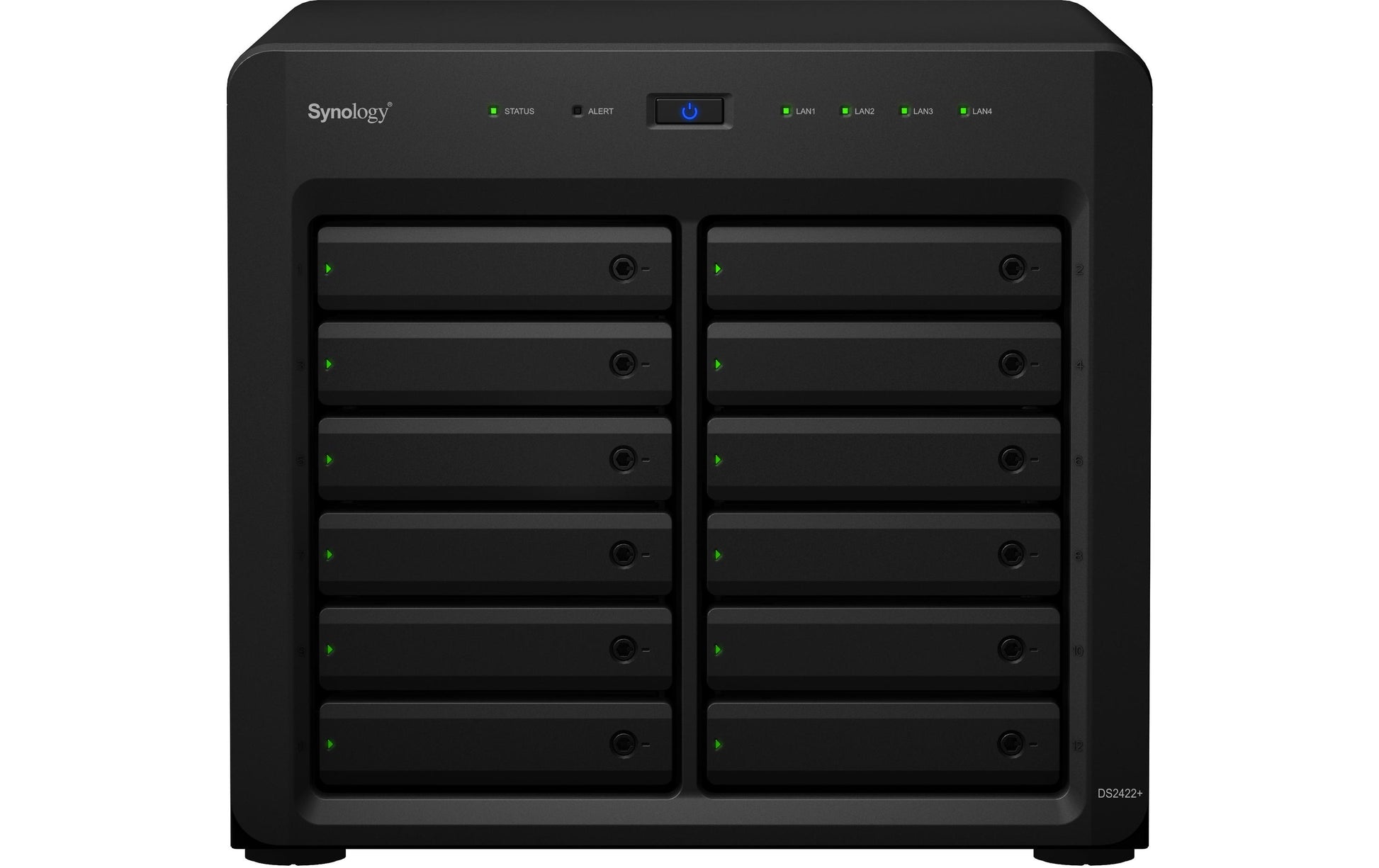 Synology DS2422+ – 12-Bay Tower NAS – AMD Ryzen V1500B, 4 GB RAM, 1GbE, DSM, für 2,5"/3,5" HDD/SSD, SATA