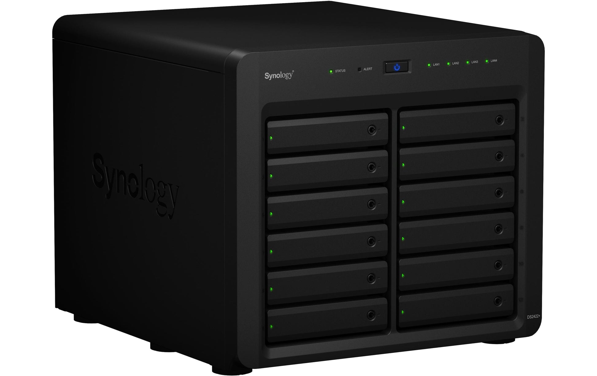 Synology DS2422+ – 12-Bay Tower NAS – AMD Ryzen V1500B, 4 GB RAM, 1GbE, DSM, für 2,5"/3,5" HDD/SSD, SATA