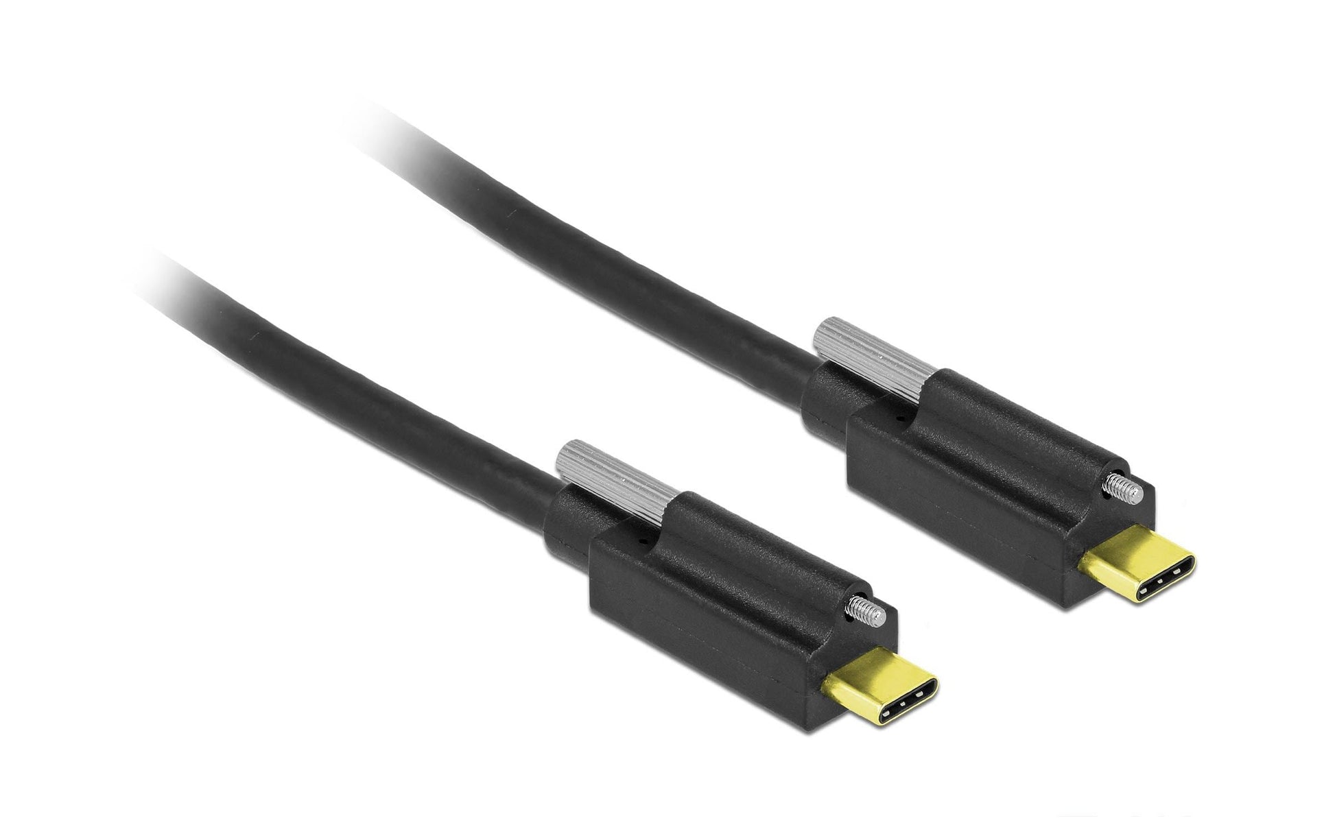 DeLOCK USB-C auf USB-C Kabel – USB 3.2 Gen 2 (10 Gbit/s) – 2 m – Verschraubbar, Goldstecker – Schwarz