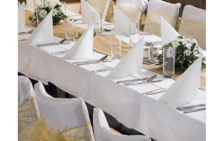 PartyDeco Tischdecke – 140×170 cm, Polyester, Weiss, Hochzeit