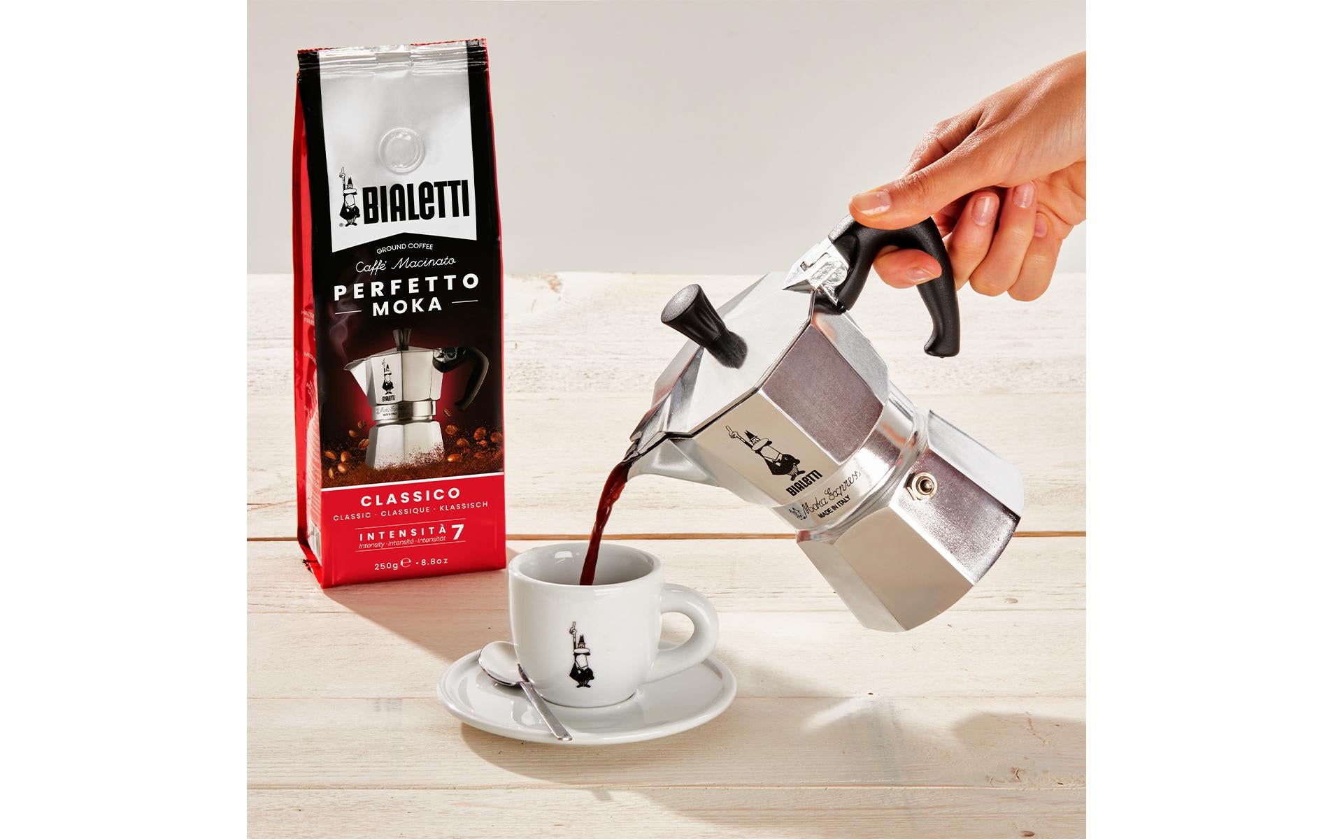 Bialetti Moka Express French Press / Kaffeebereiter – 0,1 l, 1 Tasse, Aluminium