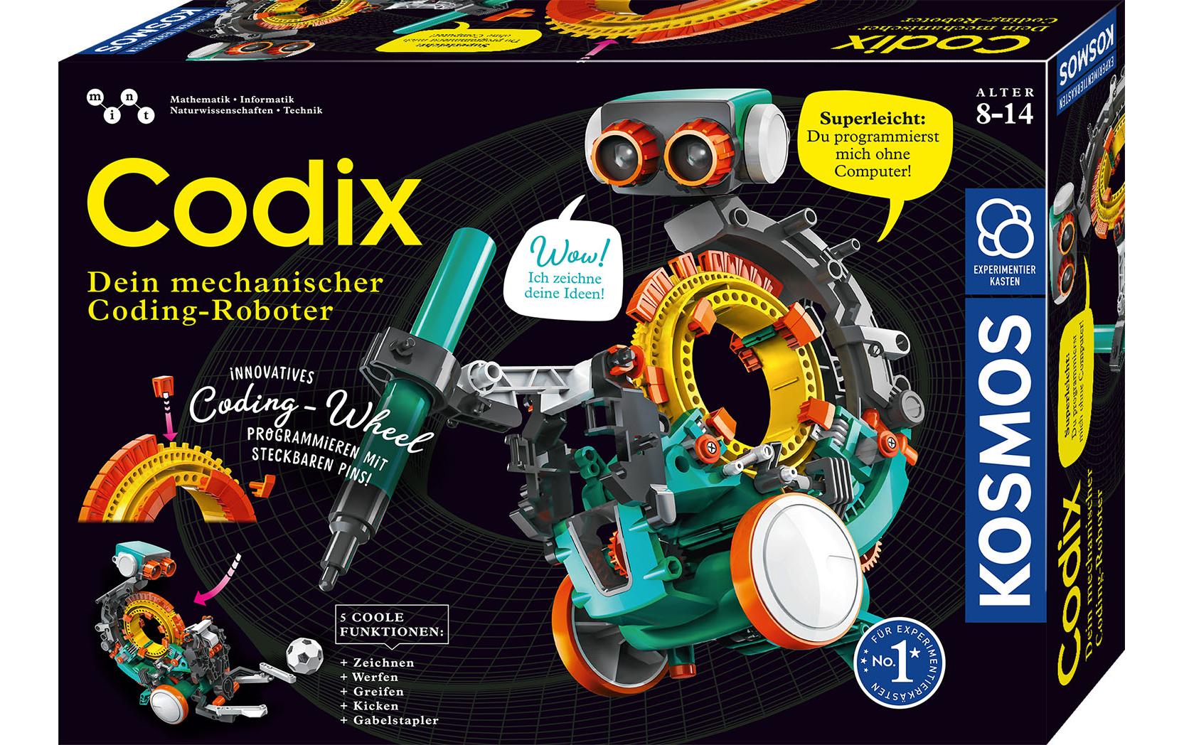Kosmos Experimentier-Bausatz – Codix: Dein mechanischer Coding-Roboter, batteriebetrieben, 2 × AAA, ab 8 Jahre
