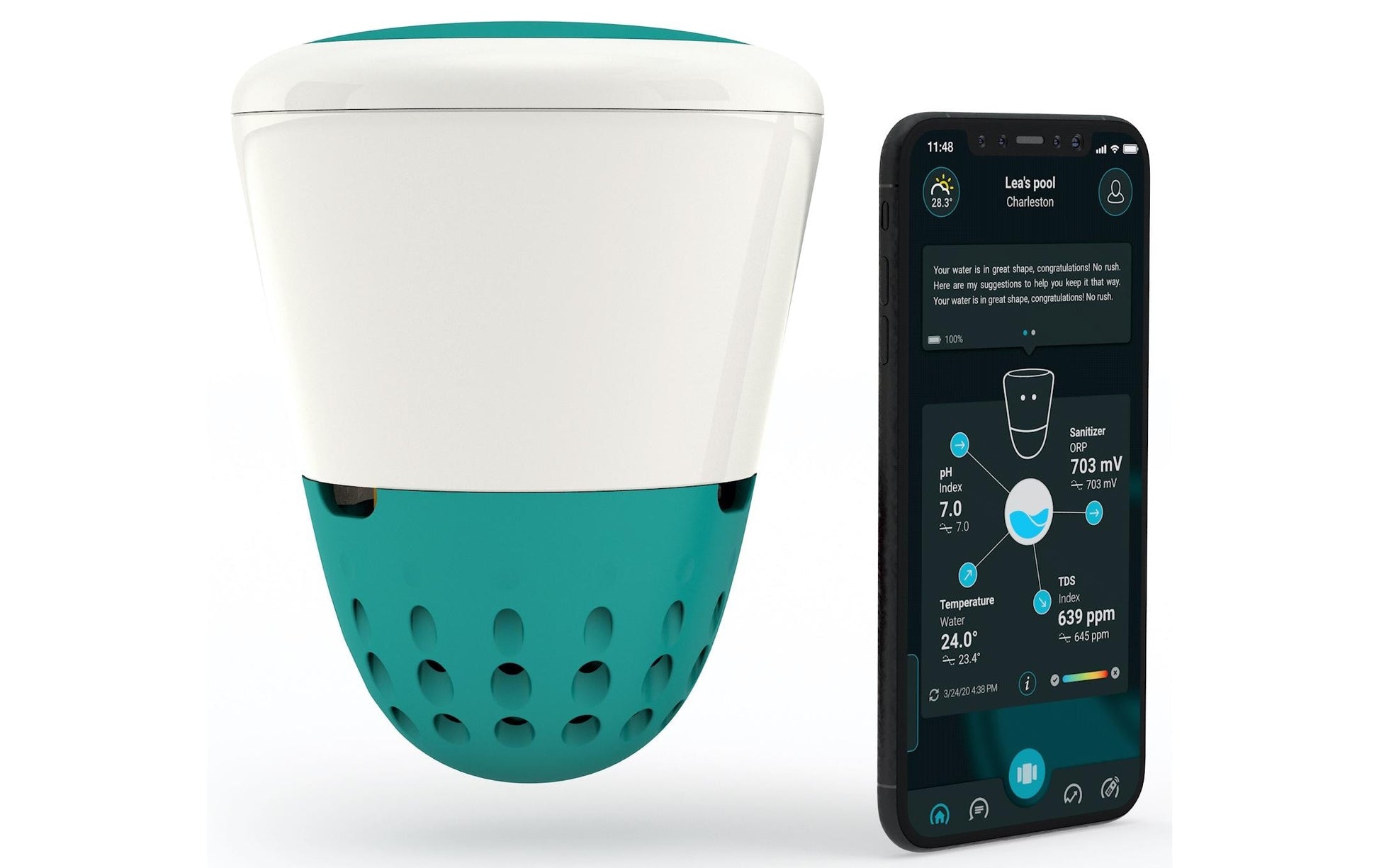 Ondilo ICO – Multisensor/Raumsensor, Salzgehalt, Chlor, Brom & Salzwasser – Blaugrün