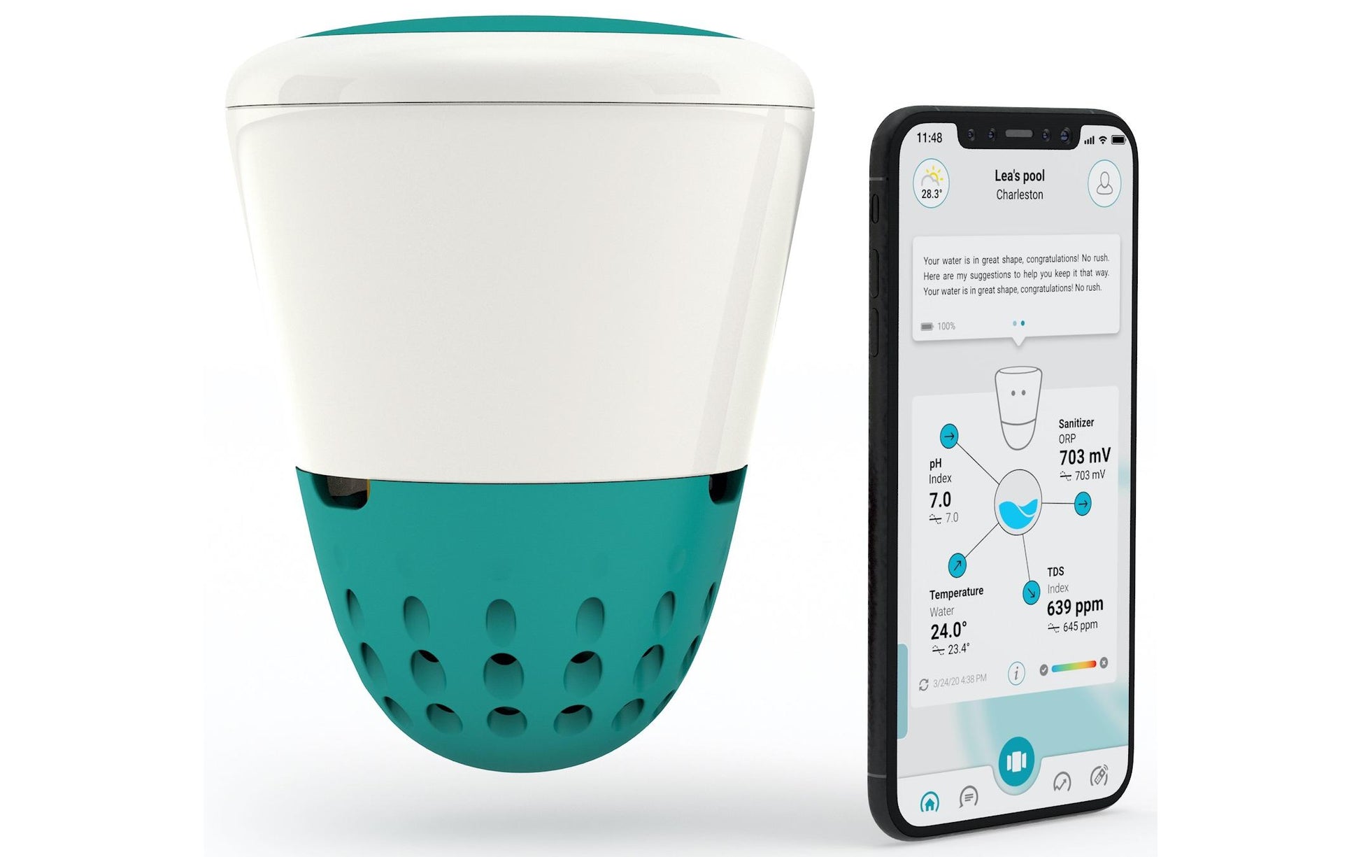 Ondilo ICO – Multisensor/Raumsensor, Salzgehalt, Chlor, Brom & Salzwasser – Blaugrün