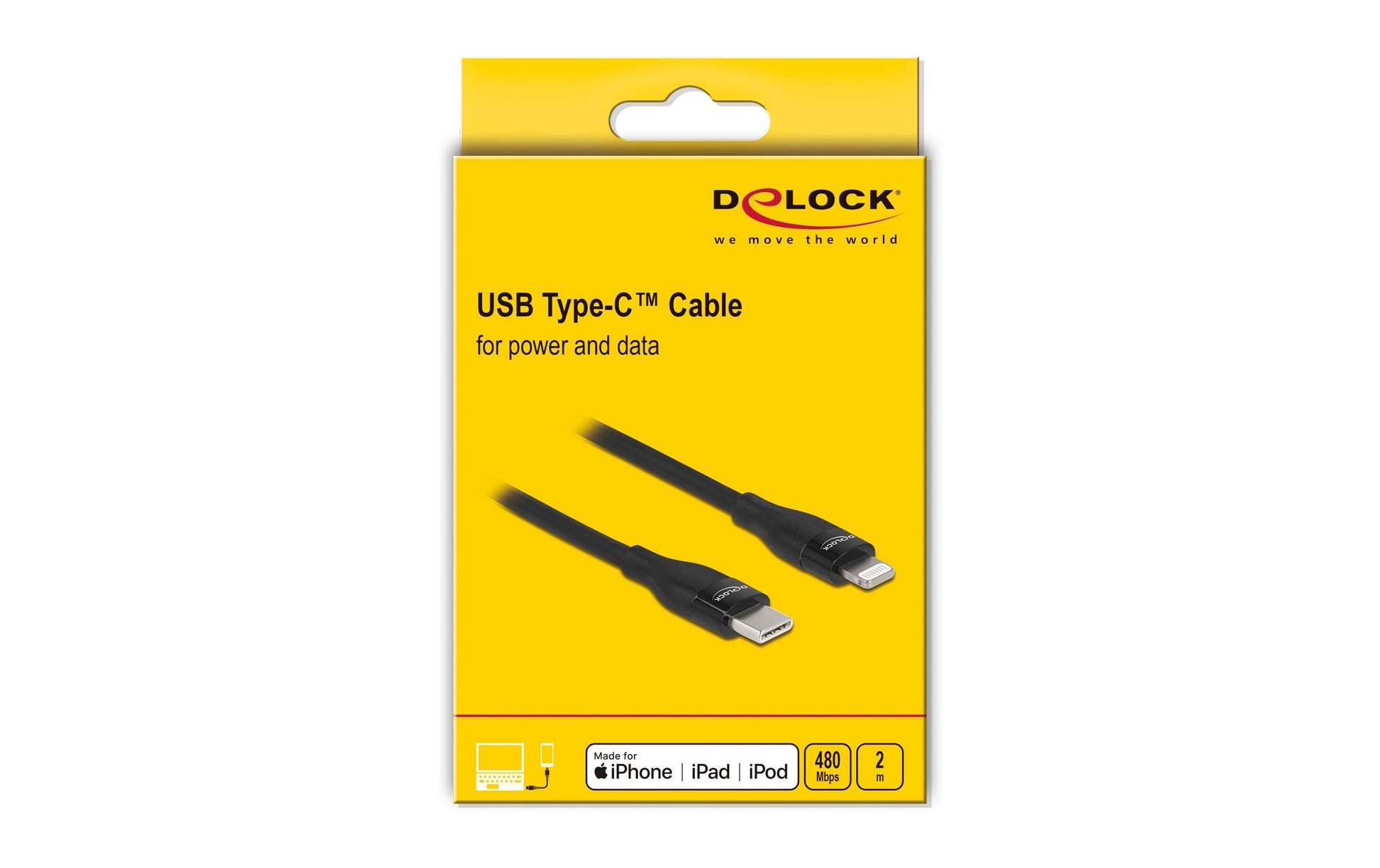 DeLOCK Daten- & Ladekabel – USB-C auf Lightning 2 m, MFi zertifiziert, 27 W, Schwarz – für iPhone/iPad