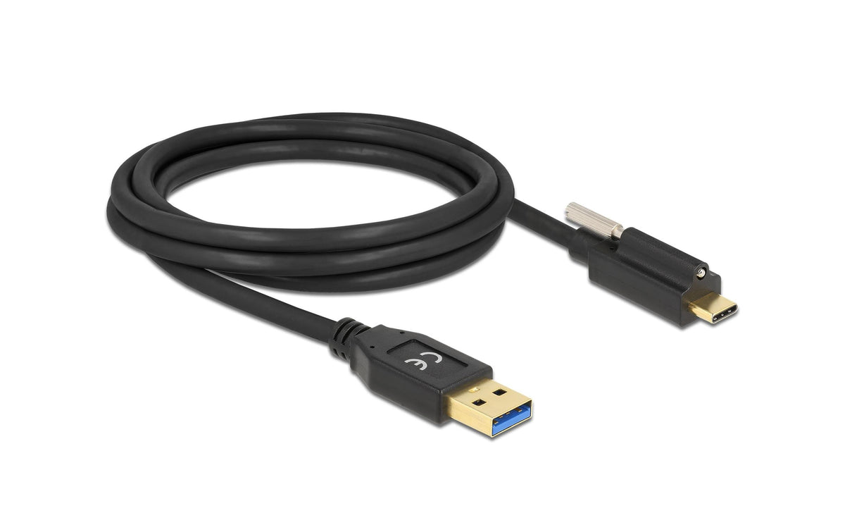 DeLOCK USB-A auf USB-C Kabel – USB 3.2 Gen 1 (5 Gbit/s) – 2 m – Goldstecker – Schwarz