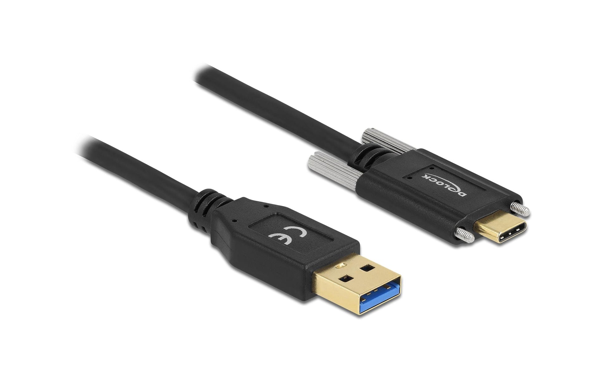 DeLOCK USB-A auf USB-C Kabel – USB 3.2 Gen 2 (10 Gbit/s) – 2 m – Verschraubbar, Goldkontakte – Schwarz