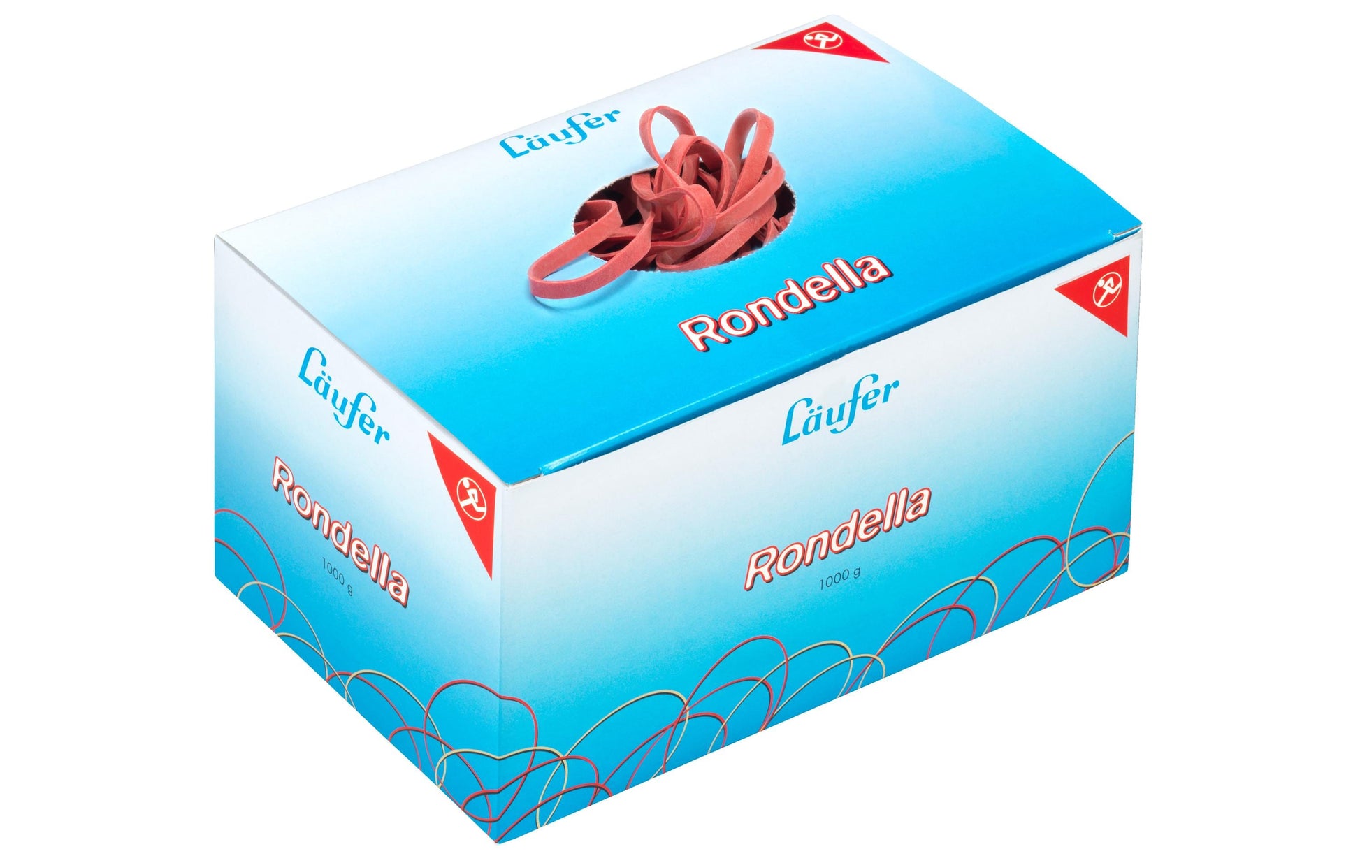 Laufer RONDELLA Läufer Gummibänder – 17 × 200 mm, Ø 125 mm, rot, Naturkautschuk, 1’000 g