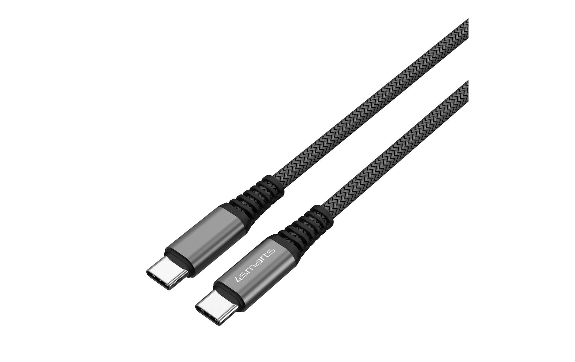 4smarts USB-C auf USB-C Kabel – USB 2.0 (480 Mbit/s) – 1,5 m – PD 100 W – Geflochten – Schwarz