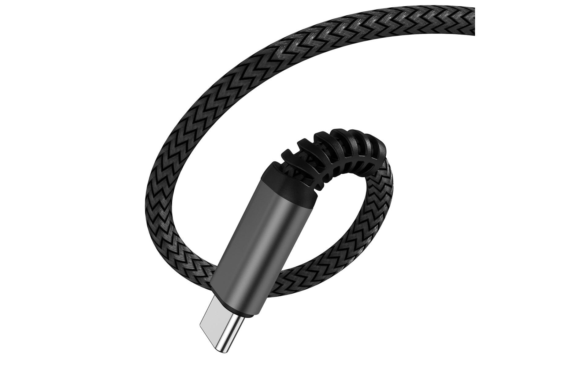 4smarts USB-C auf USB-C Kabel – USB 2.0 (480 Mbit/s) – 1,5 m – PD 100 W – Geflochten – Schwarz
