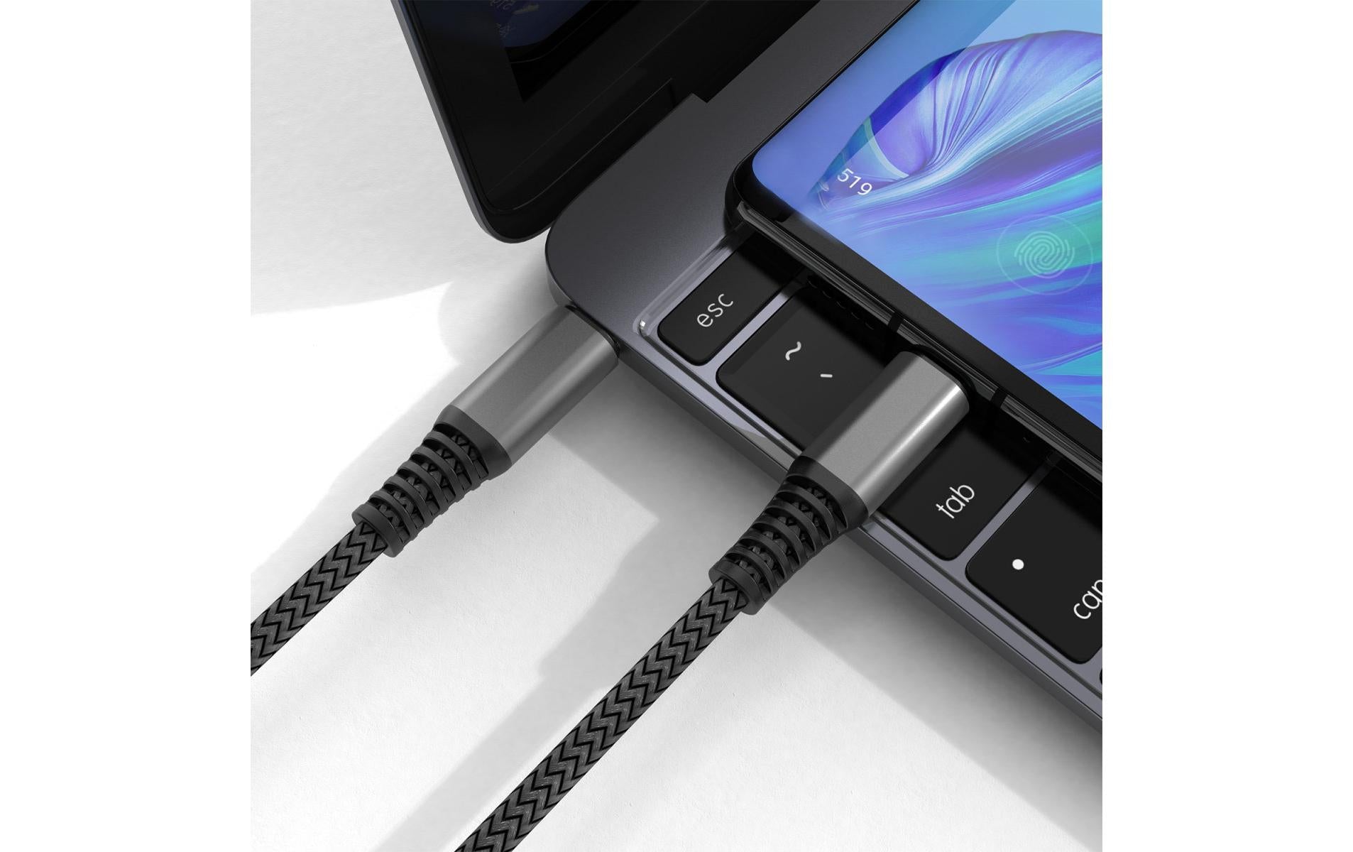 4smarts Daten- & Ladekabel – USB-C auf USB-C 3 m, 100 W, geflochten – für USB-C Geräte