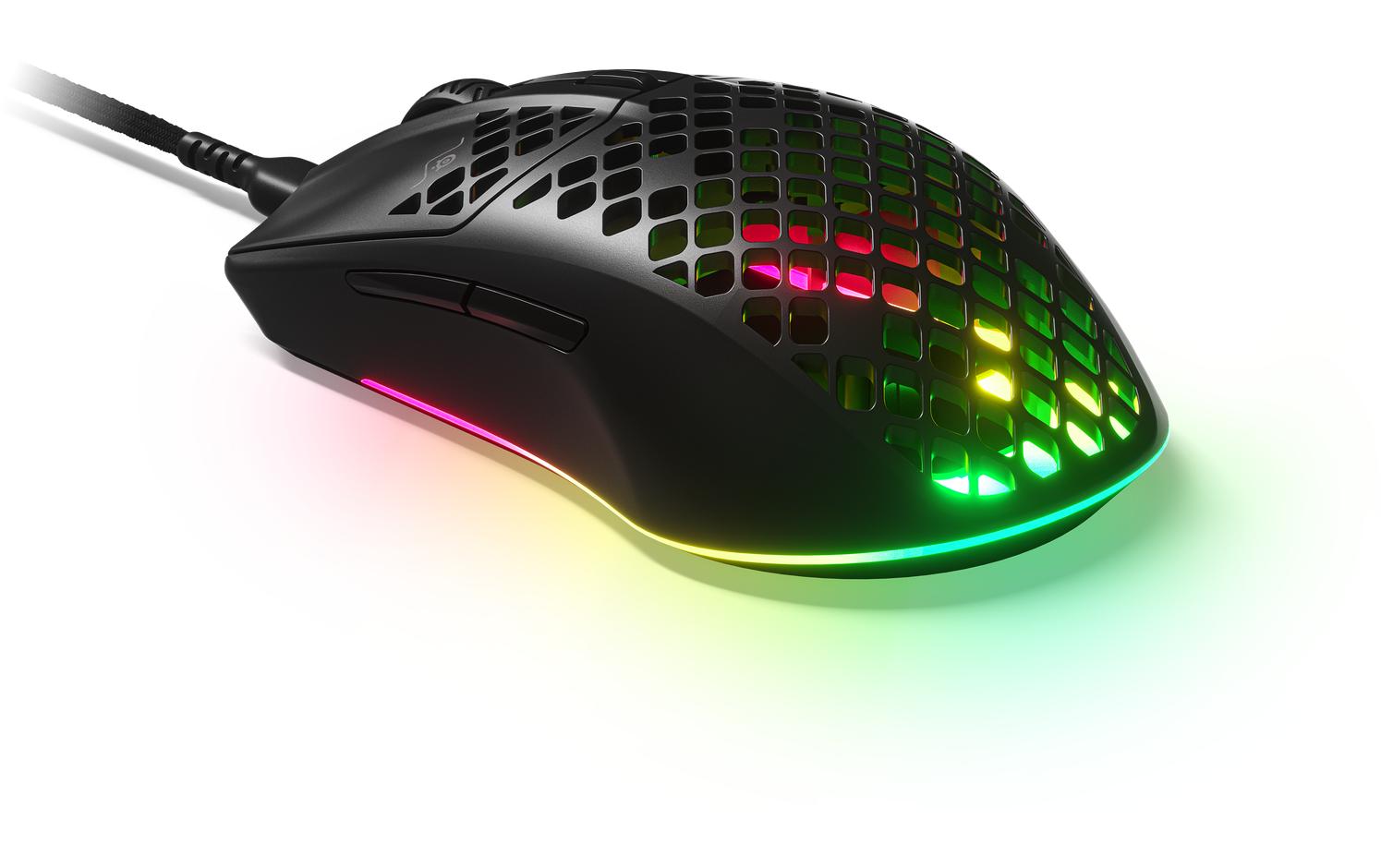 SteelSeries Aerox 3 – Gaming-Maus – Kabelgebunden (USB-C), 8500 DPI, RGB-Beleuchtung, rechts, Schwarz