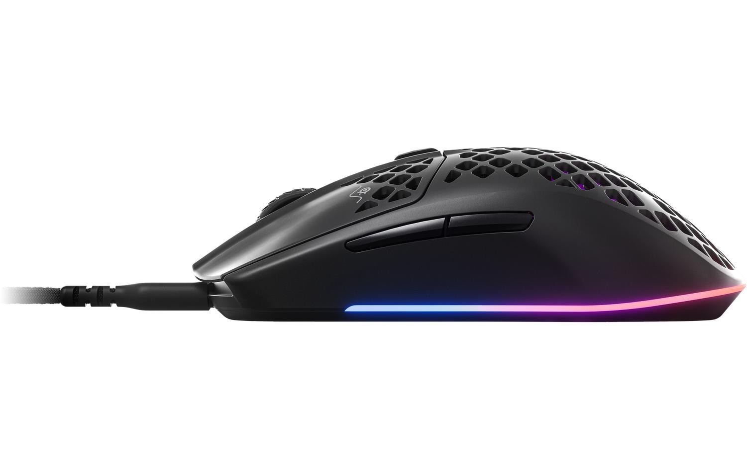 SteelSeries Aerox 3 – Gaming-Maus – Kabelgebunden (USB-C), 8500 DPI, RGB-Beleuchtung, rechts, Schwarz