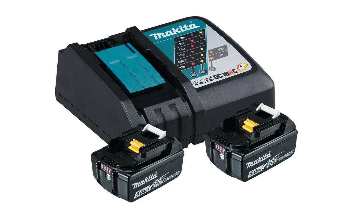 Makita LXT Akku- & Ladegerät-Set 18 V 5 Ah (90 Wh) – 2 Stk – für Makita LXT 18 V