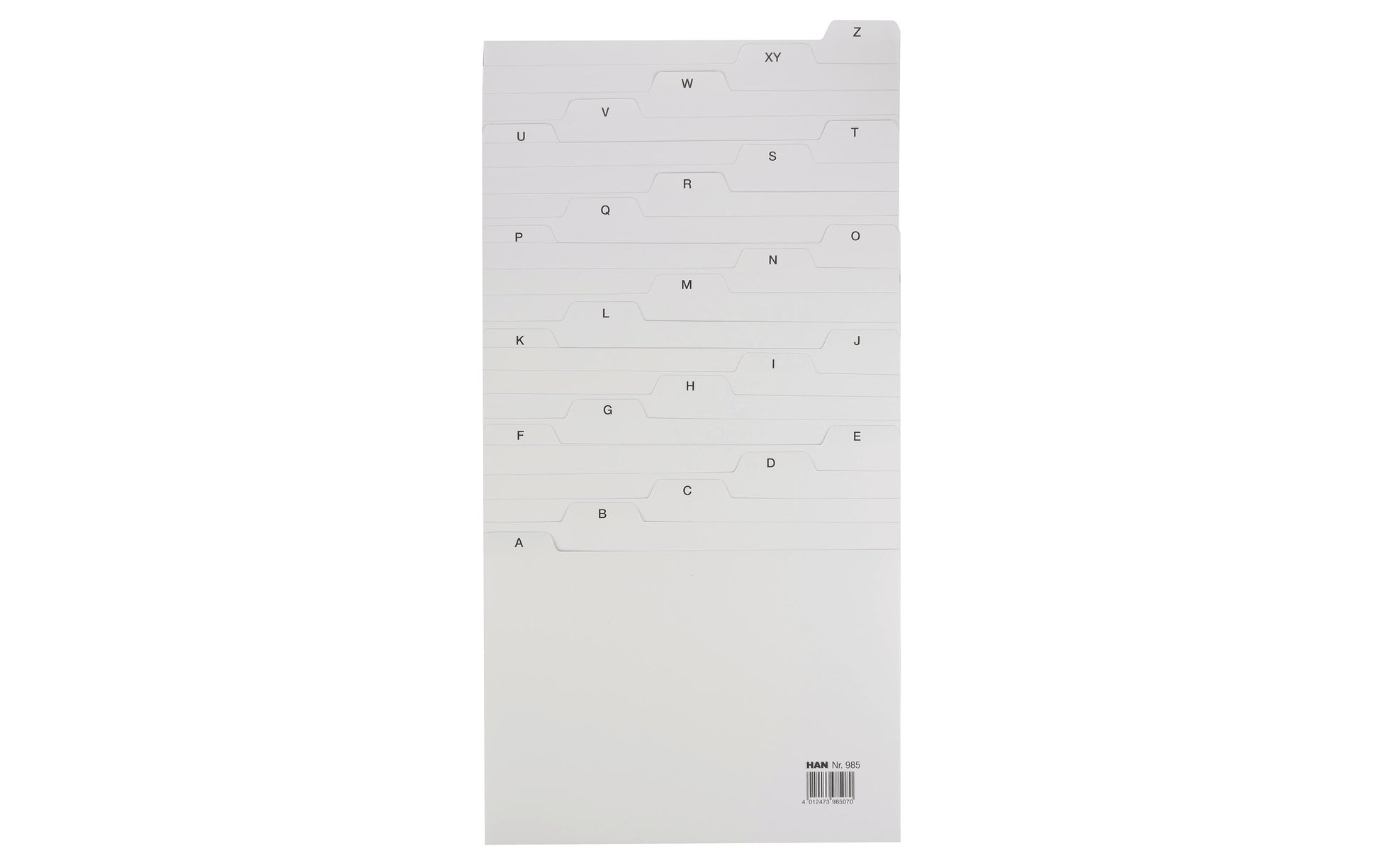 HAN Register A5 quer – alphabetisch A–Z, 25 Taben, PP grau