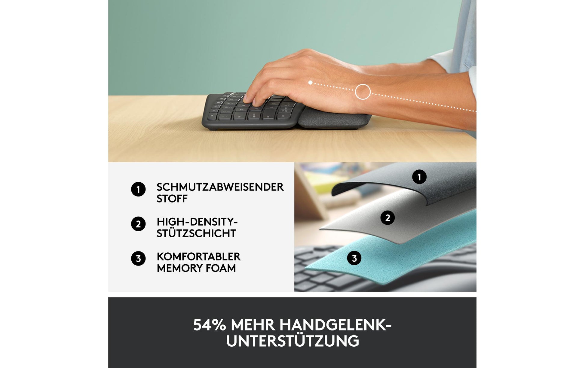 Logitech Ergo K860 – Tastatur, kabellos (Bluetooth/2,4 GHz) – für Windows, macOS
