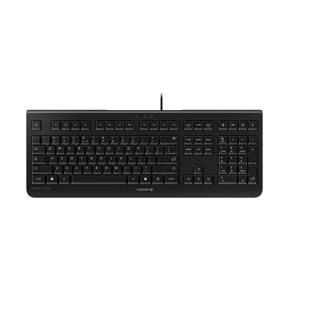 CHERRY KC 1000 – Tastatur, kabelgebunden (USB-A), US-Layout (EN), Fullsize (mit Ziffernblock) – für Windows
