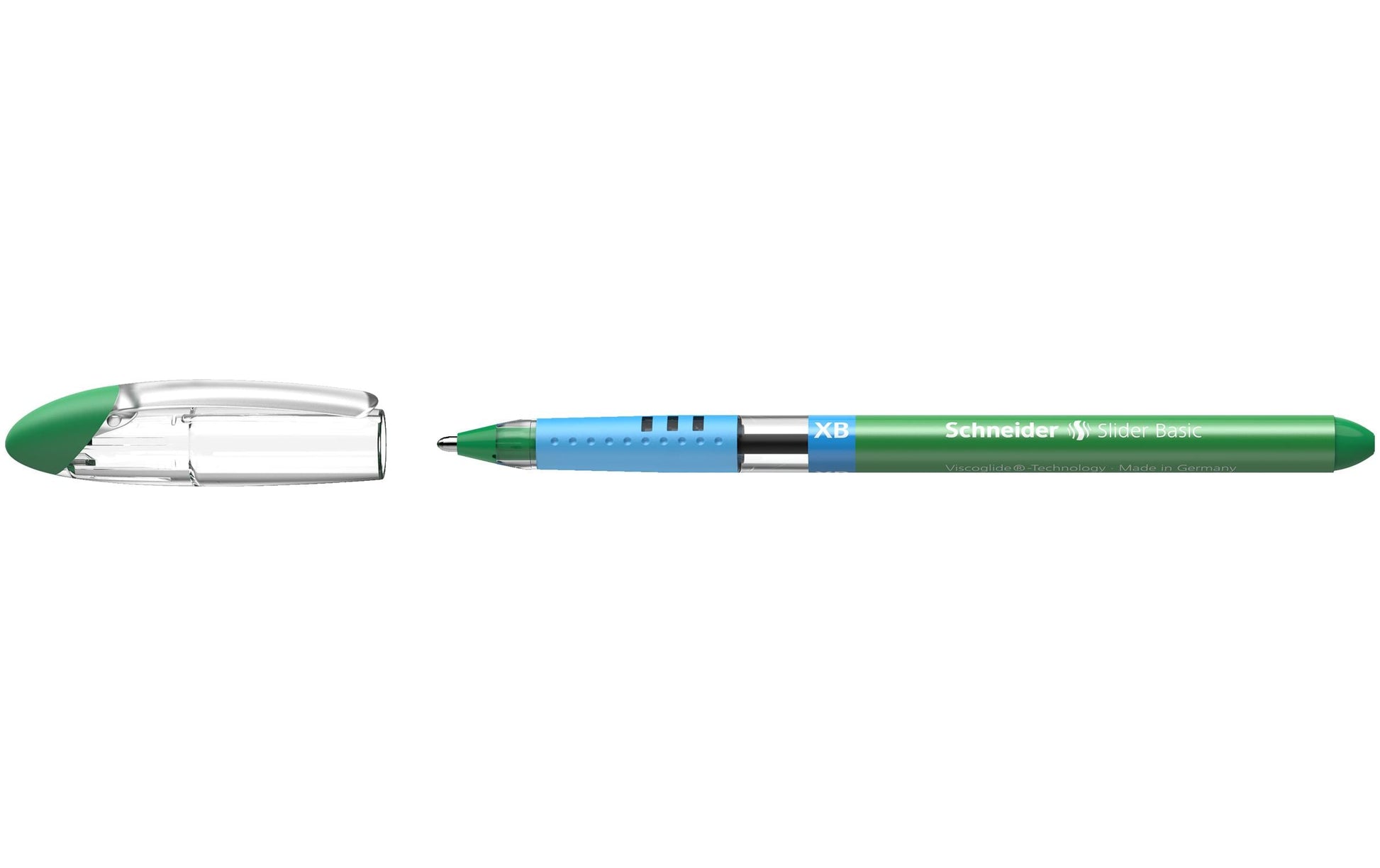 Schneider Schreibgeräte Schneider Slider Basic XB Kugelschreiber – Grün, Deckel, Gummi, Transparent, dokumentenecht