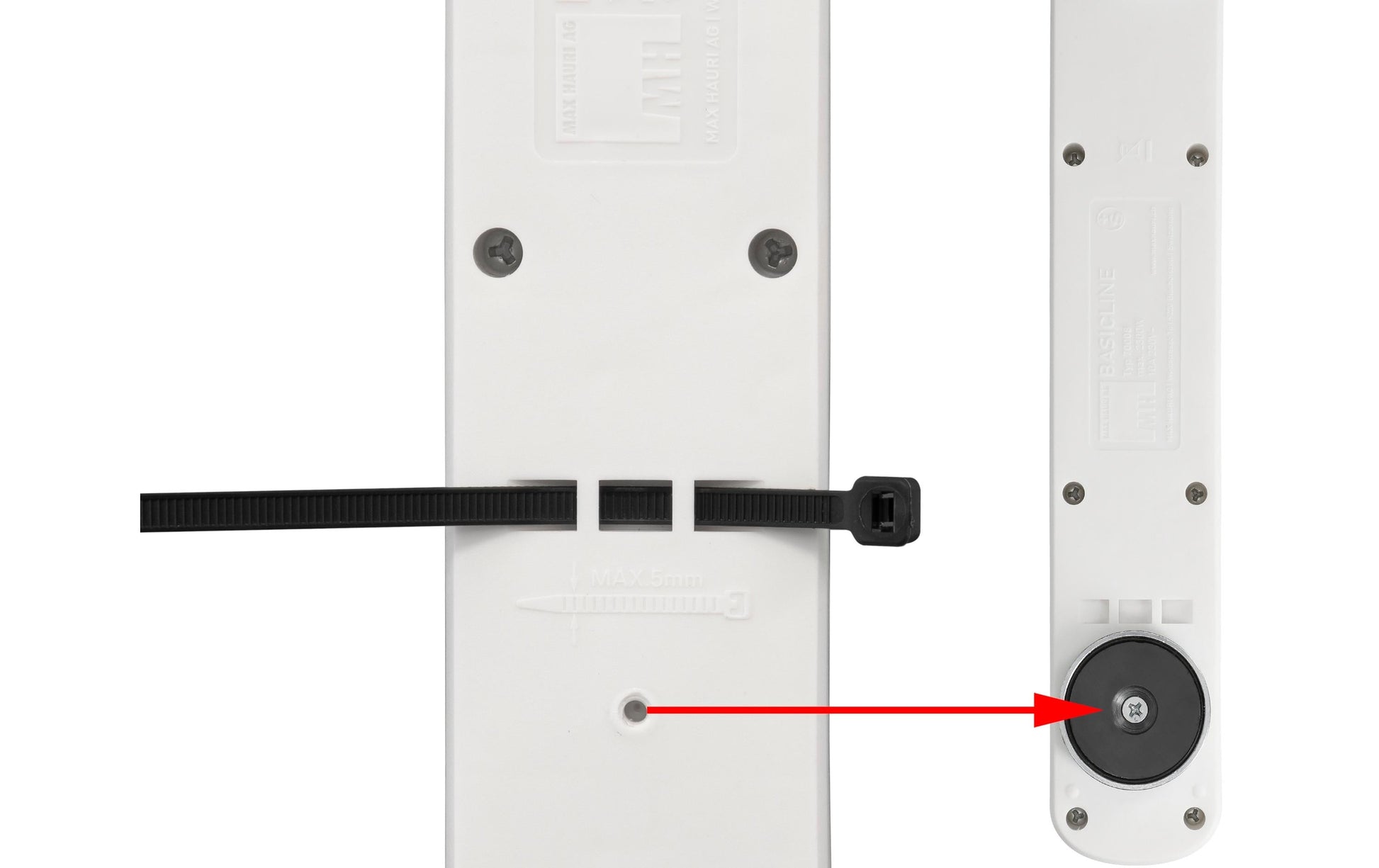 Max Hauri AG Max Hauri Basic-Line Steckdosenleiste – 5× T13, 5 m, ohne Schalter, mit Überstromschutz, schwarz